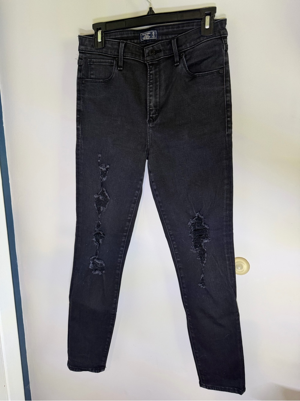 Abercrombie & Fitch Black Distressed Skinny Jeans